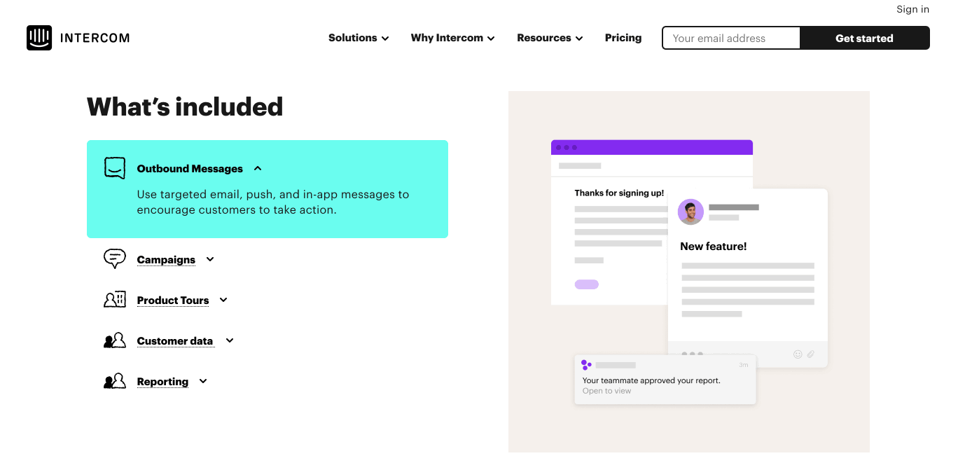 Show off features on your landing page