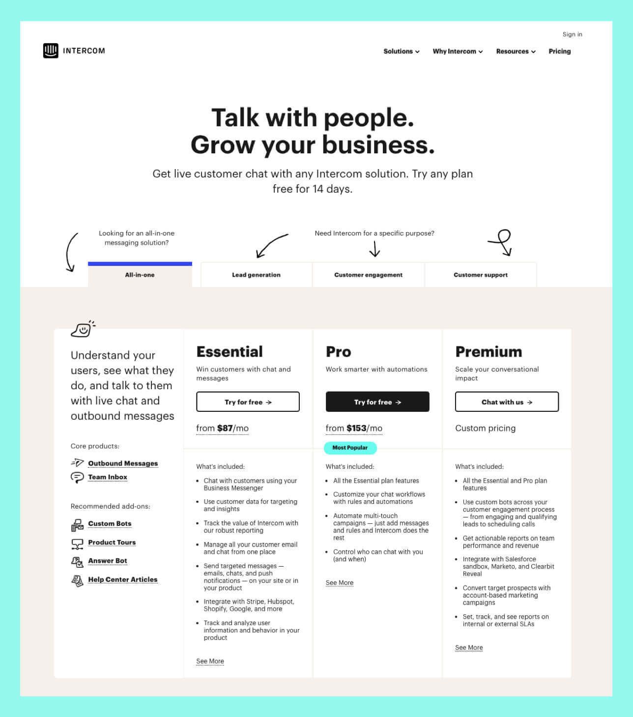 Pricing page